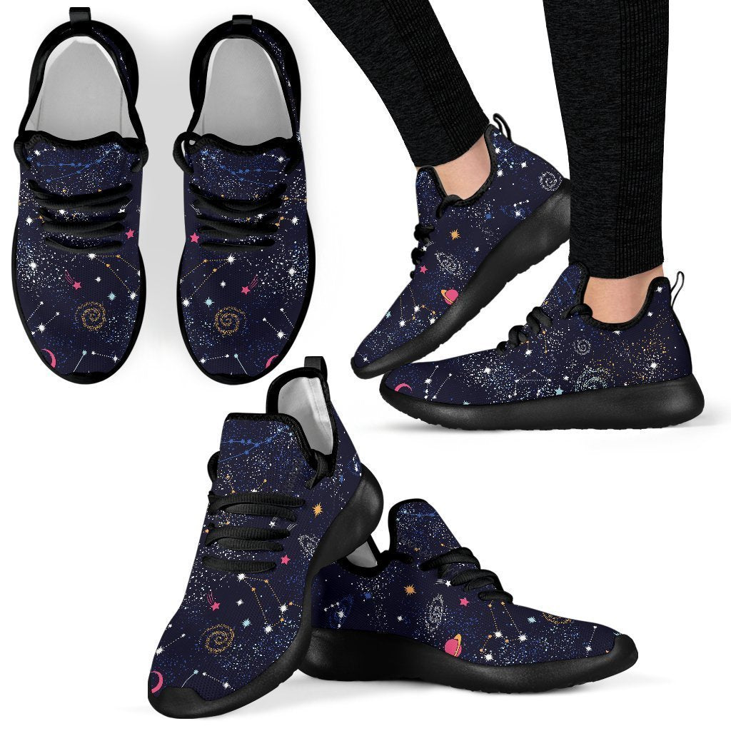 Zodiac Star Signs Galaxy Space Print Mesh Knit Shoes