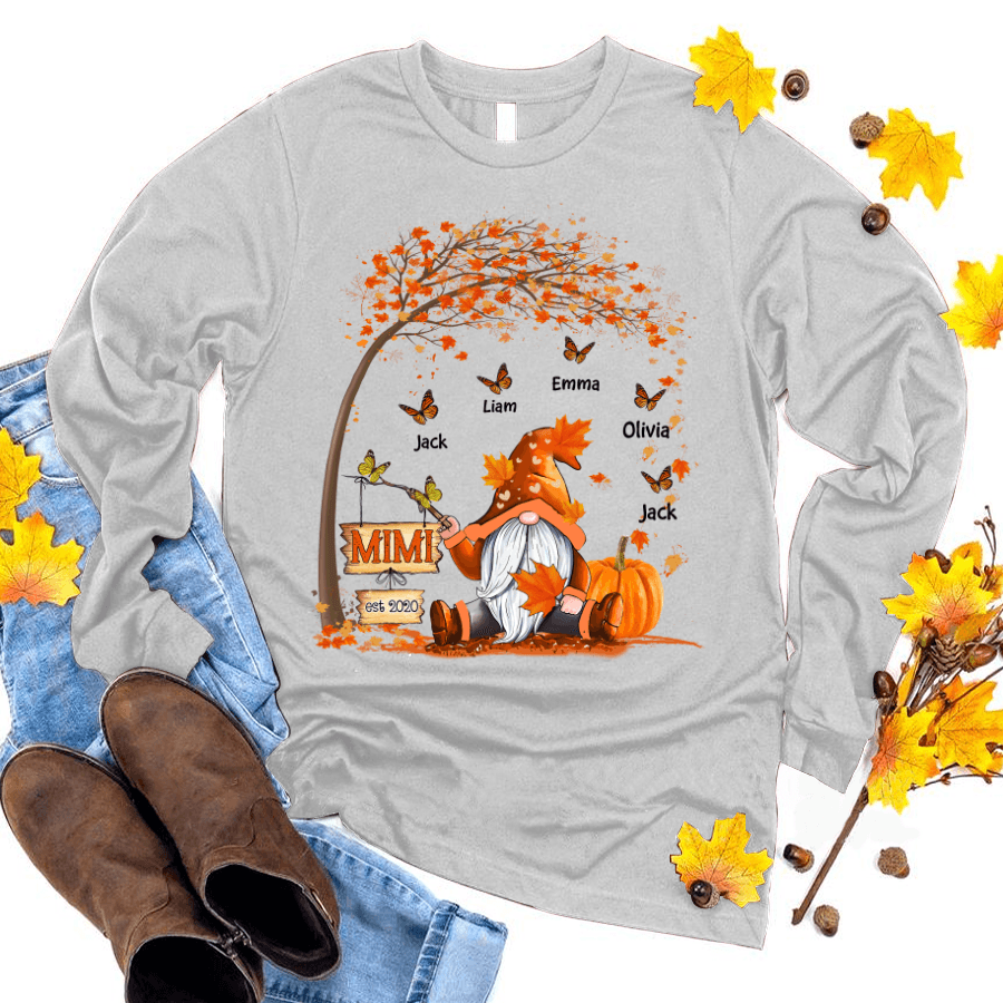 Autumn Gnome Mimi Est Kids Names Shirt