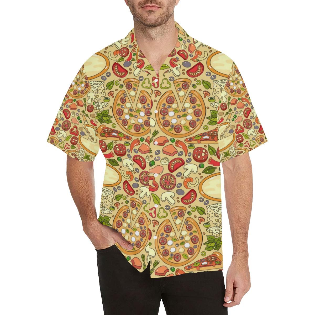 Pizza Pattern Background Men’s All Over Print Hawaiian Shirt