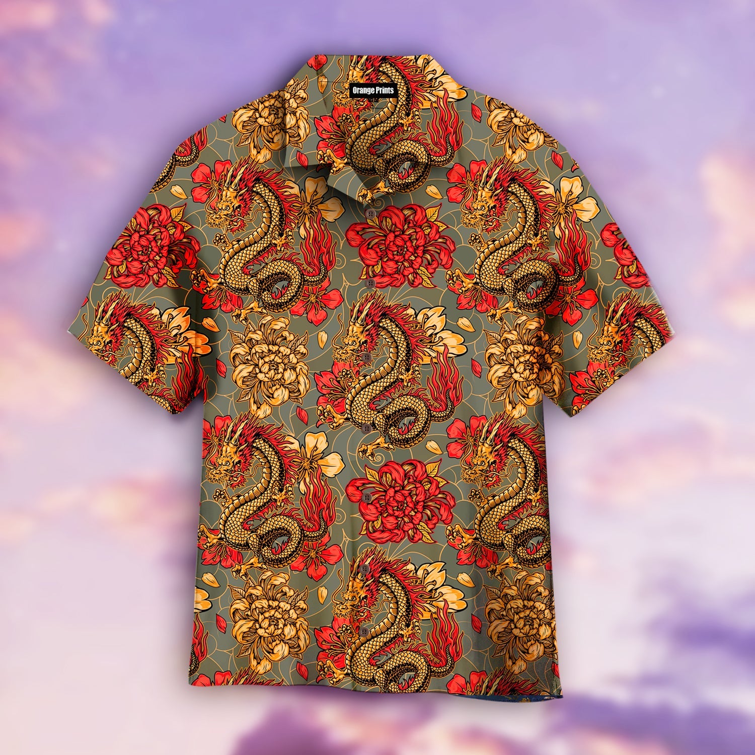 Japanese Fantasy Dragon Sakura Flowers Aloha Hawaii Shirts For Men And Women Ha5300