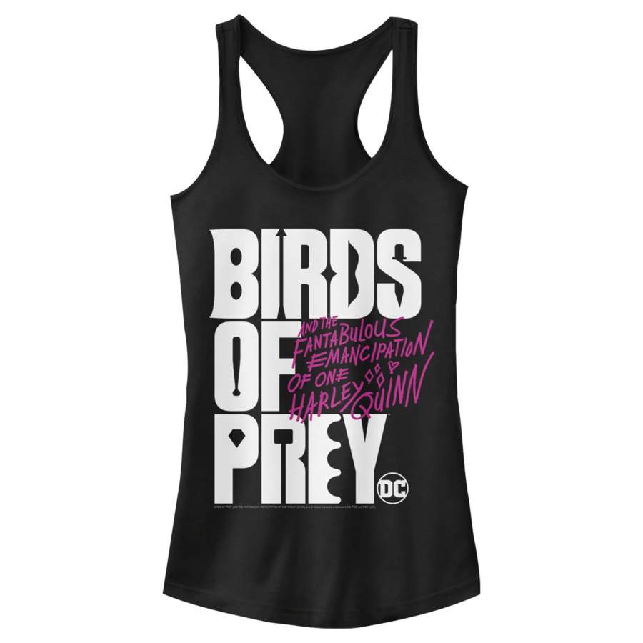 Birds of Prey Junior’s Bold Text Logo  Racerback Tank