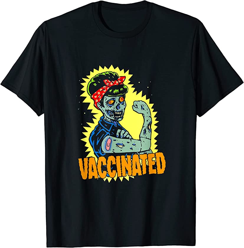 Women Vintage Vaccinated Zombie Rosie Girl Strong Feminist T-Shirt