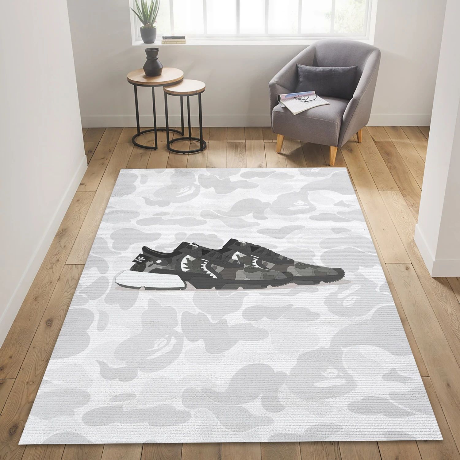 Sharkes Sneaker 2 Fashion Logo Area Rug, Bedroom Rug – Home Us Decor