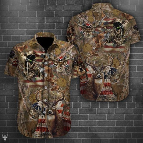 American Hunting Hawaiian Shirt, Deer Hunting 3D All Over Printed Shirt, Hunting Style, Hawaiian Shirt For For Men & Women, Lovers Hunting