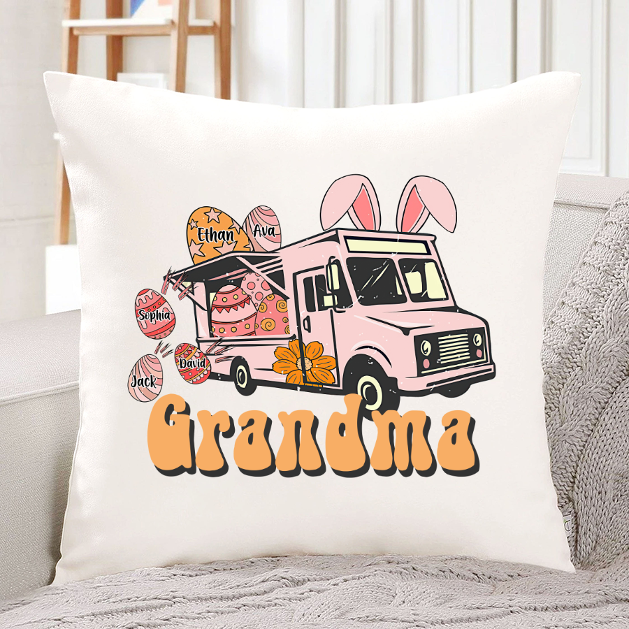 Chillever Personalized Grandma Bunny Truck Easter Day Indoor Pillow