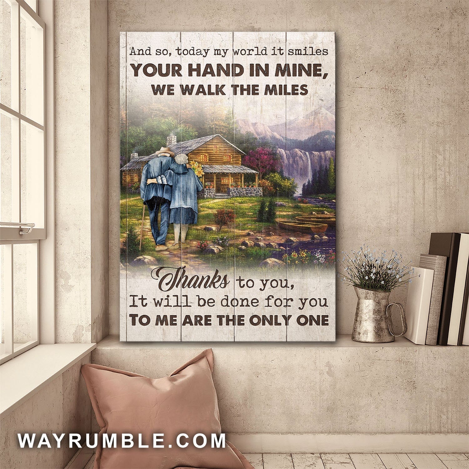 Your Hand In Mine, We Walk The Miles Couple Portrait Canvas Prints – Wall Art