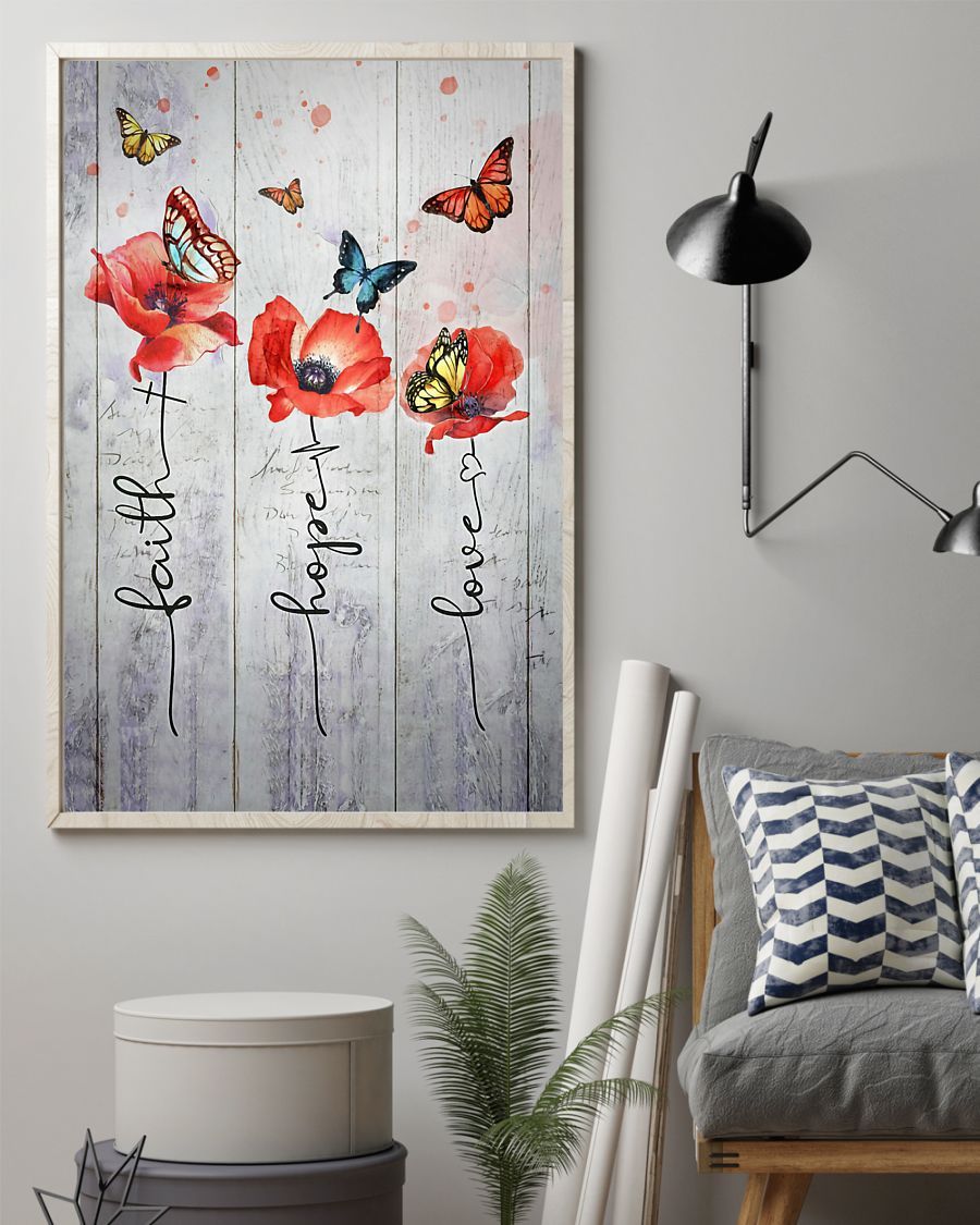 Butterfly Faith Hope Love Vertical Canvas And Poster | Wall Decor Visual Art