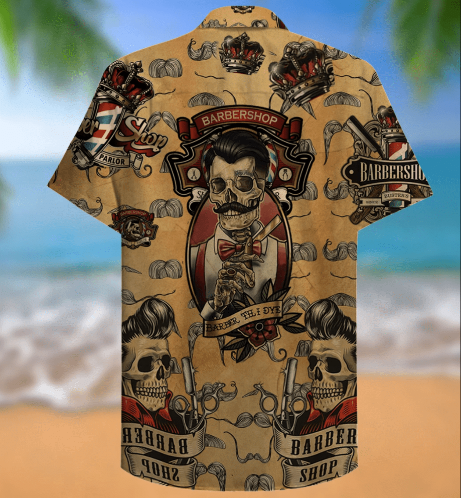 Beach Shirt Cover Your Body With Amazing Barber Shop Skull Hawaiian Aloha Shirts N