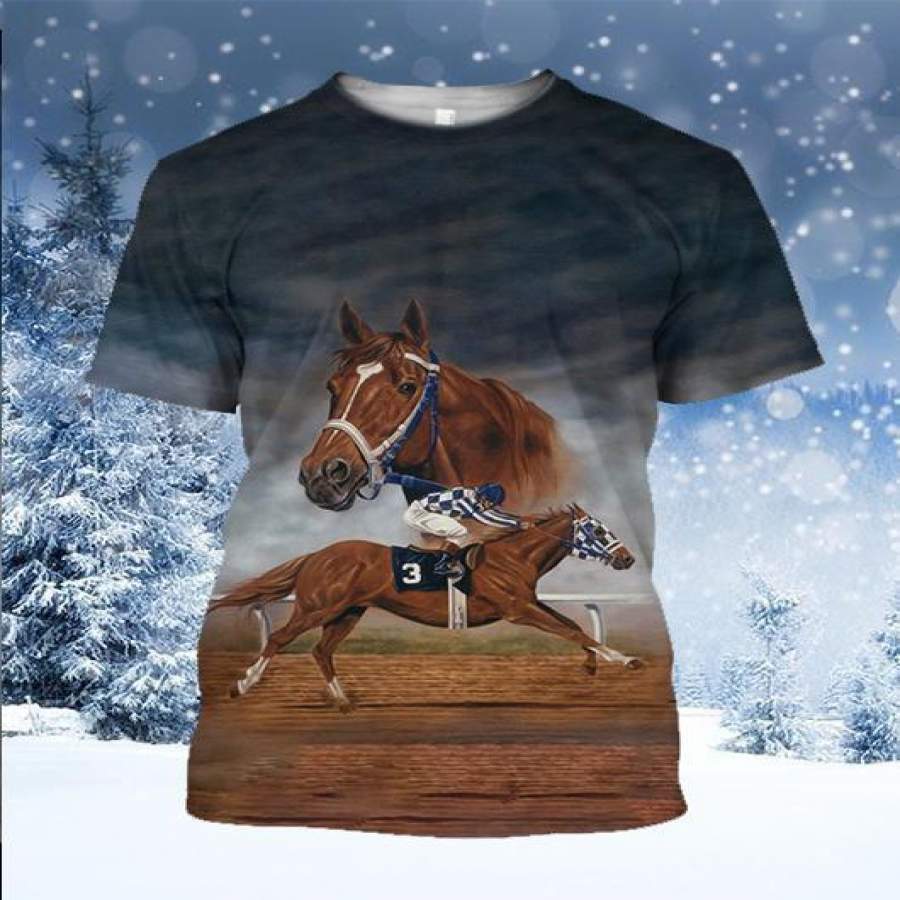 3D ALL OVER PRINTED SECRETARIAT HORSE SHIRTS AND SHORTS