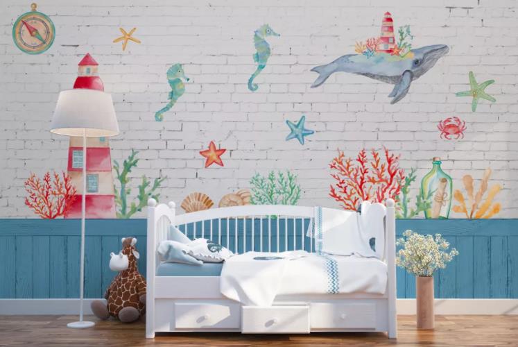 3D Hand Drawn Animal Whale Coral Abstract Wall Mural Wallpaper Lll 1381