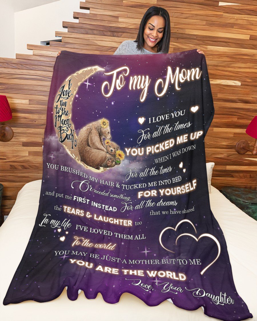 To My Mom You Are The World, Blanket, Mother’s Day Gift From Daughter To Mom, Thank You Gifts For Mother’s Day, Home Decor Bedding Couch Sofa Soft and Comfy Cozy