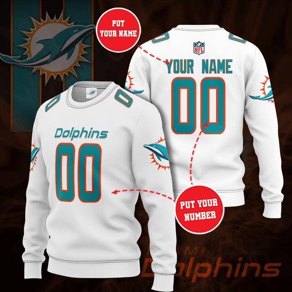 Personalized Miami Dolphins Professional Football Team All Over Print 3D Sweatshirt-White