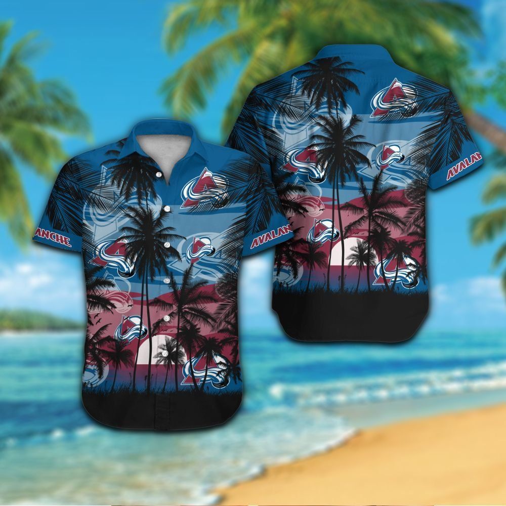 Colorado Avalanche Short Sleeve Button Up Tropical Shirt Hawaiian Shirt