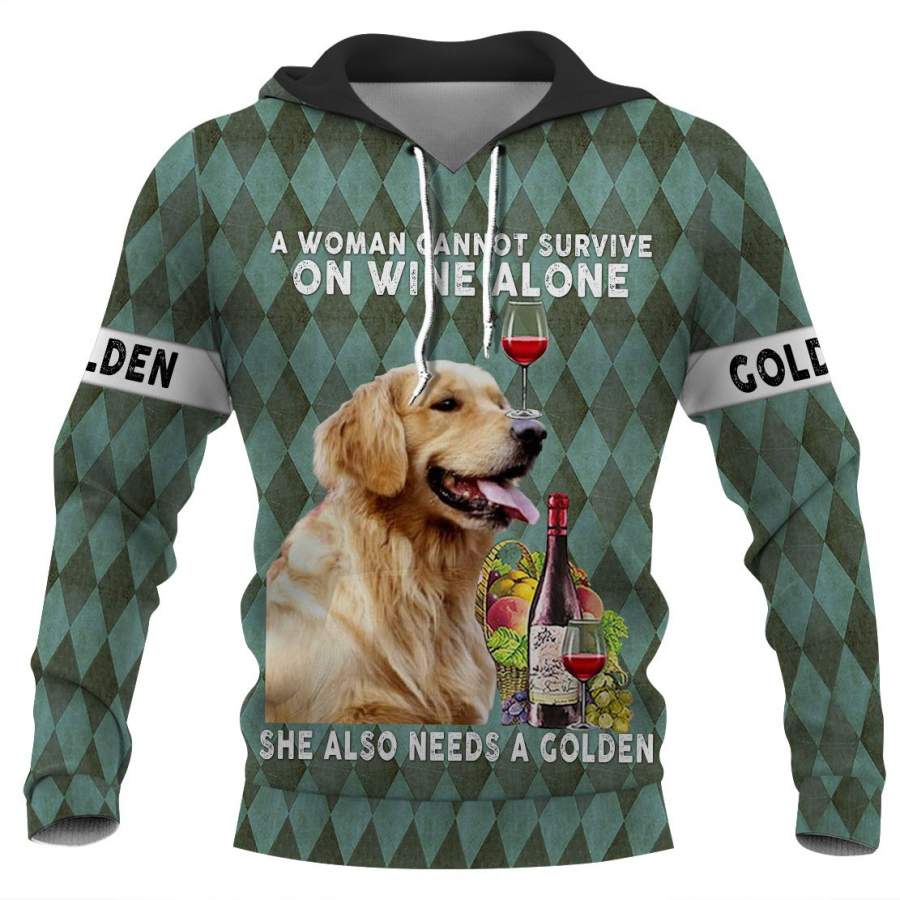 Golden Retriever Button Shirt 3D Full Printing