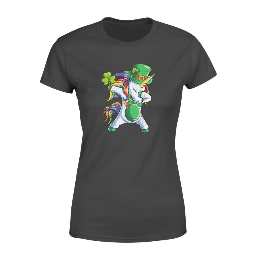 Dabbing Unicorn St Patricks Day T Shirt Lepricorn Girls Kids Women’s T-shirt