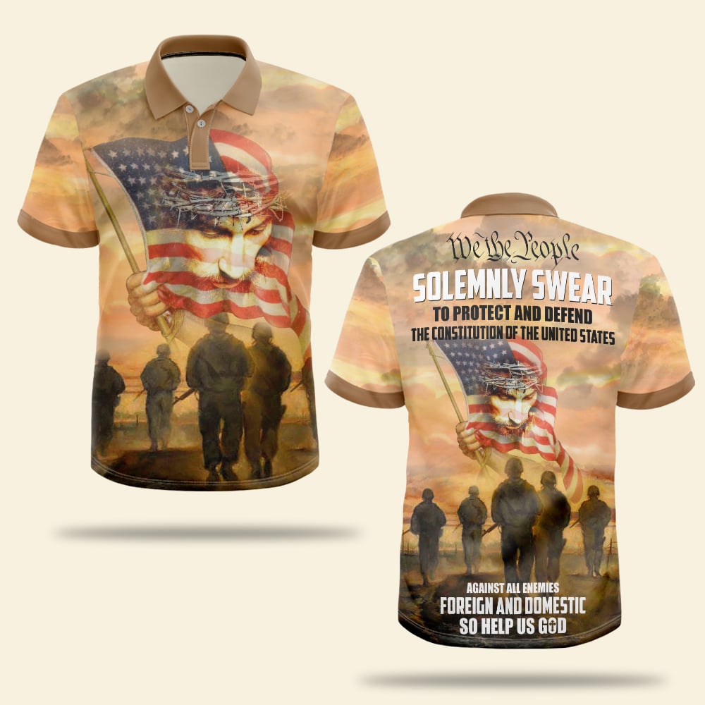 We The People Solemnly Swear To Protect Personalized Veteran Polo Shirt Gift For Him