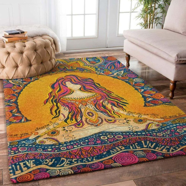 Woman Meditating Area Rug Living Room Rug Home Decor Floor Decor VH3