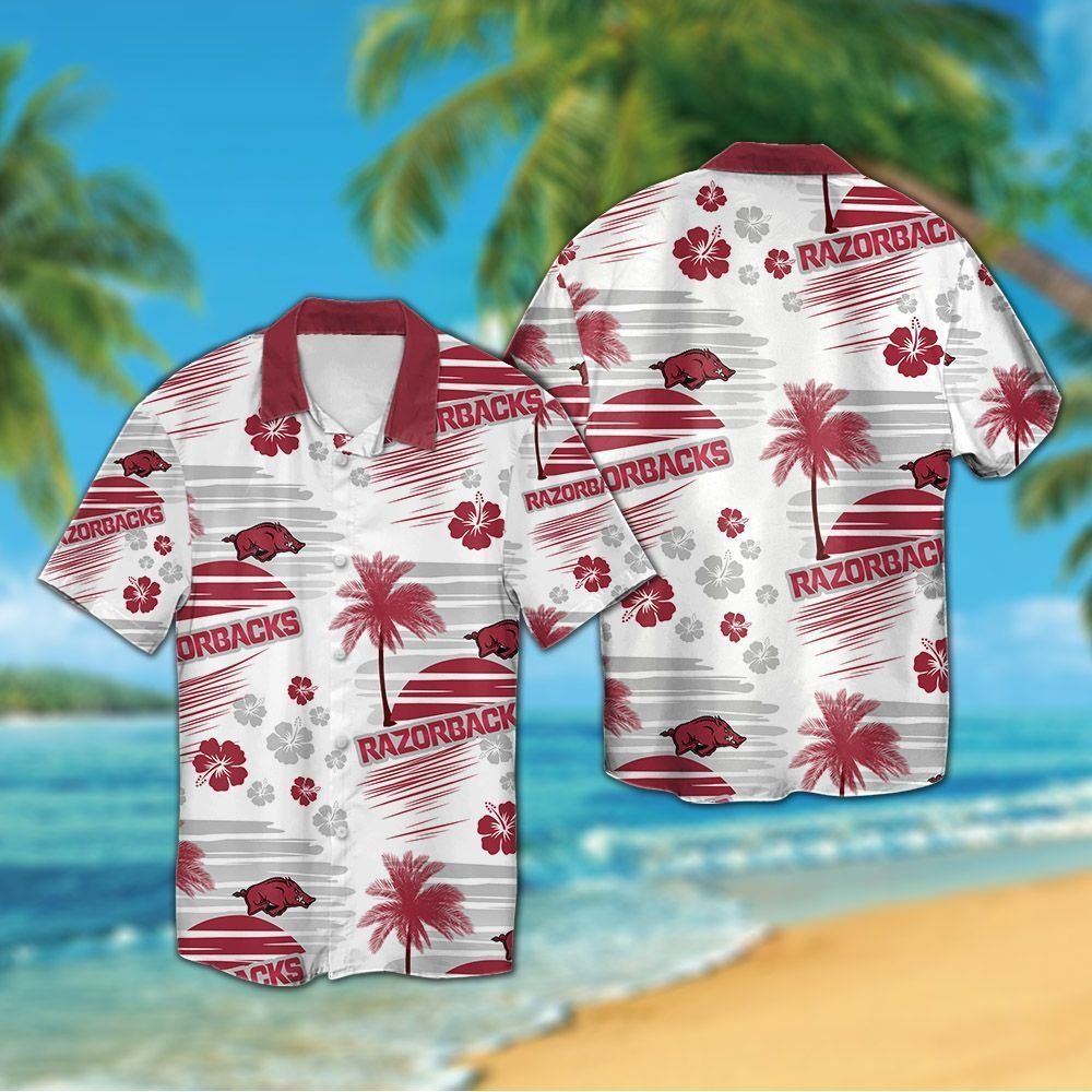 Arkansas Razorbacks Short Sleeve Button Up Hawaiian Shirt