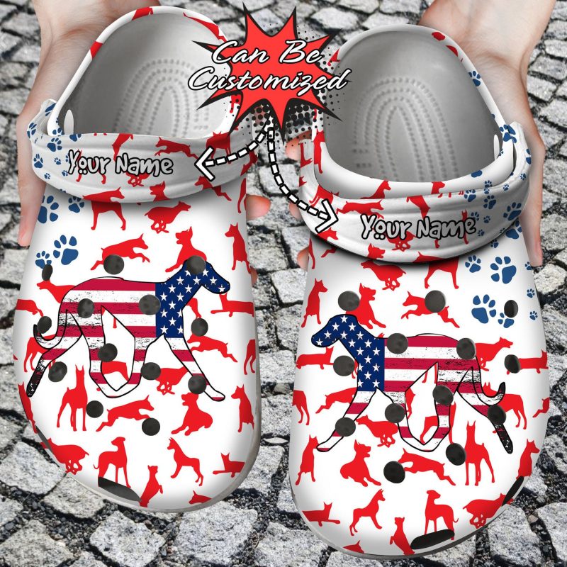 Doberman American Flag clog Shoes Animal Print