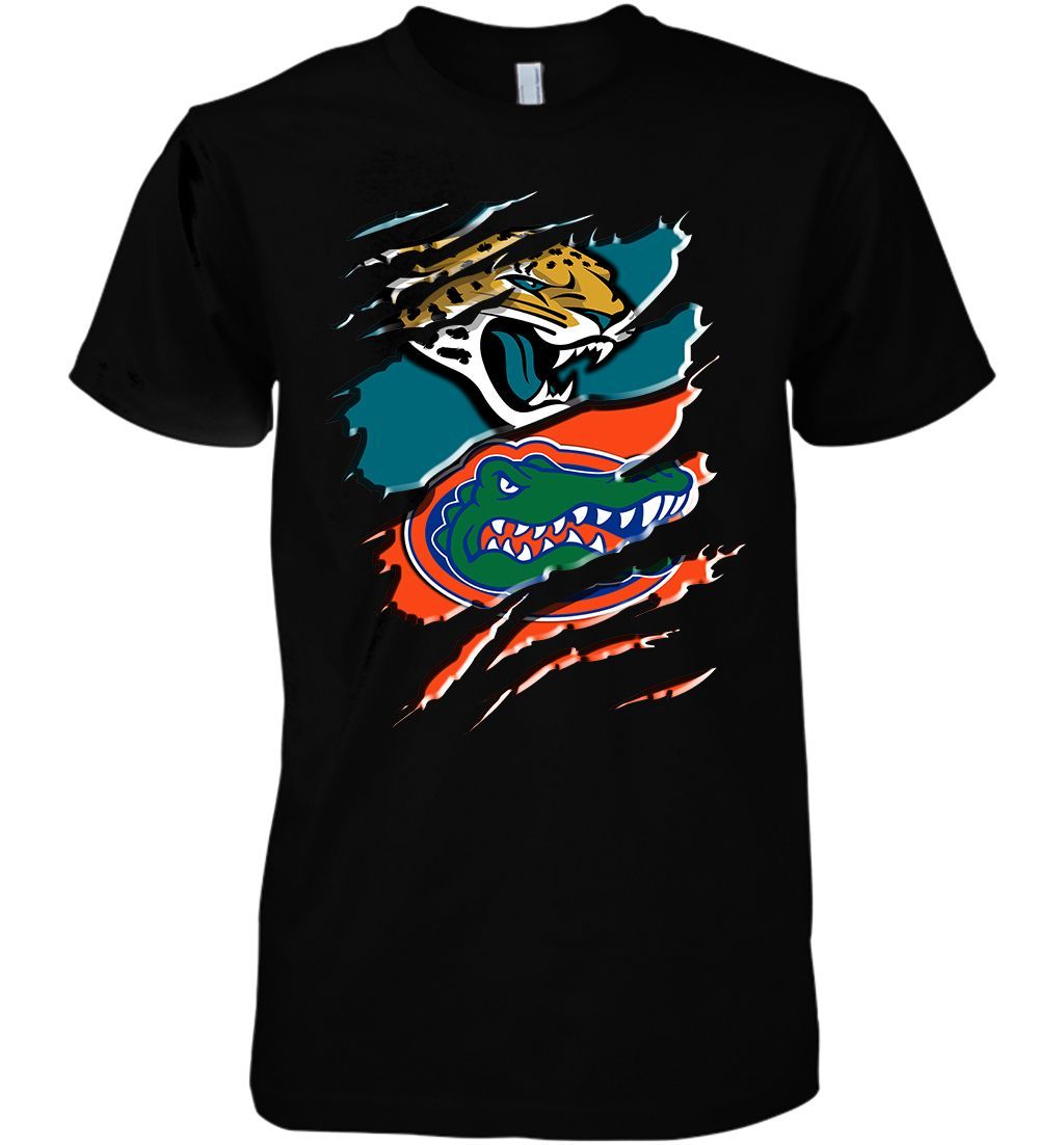 Jacksonville Jaguars With Florida Gators Ripped T Shirt Hoodie Sweater Tshirt Hoodie Sweater