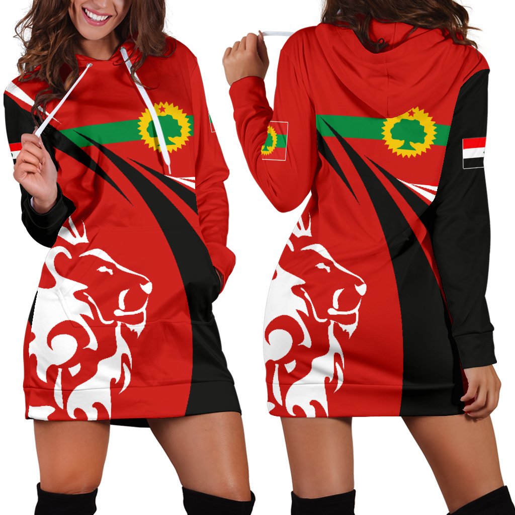 1stTheWorld Oromia Hoodie Dress, Oromia Swirly Lion Flag Women A10