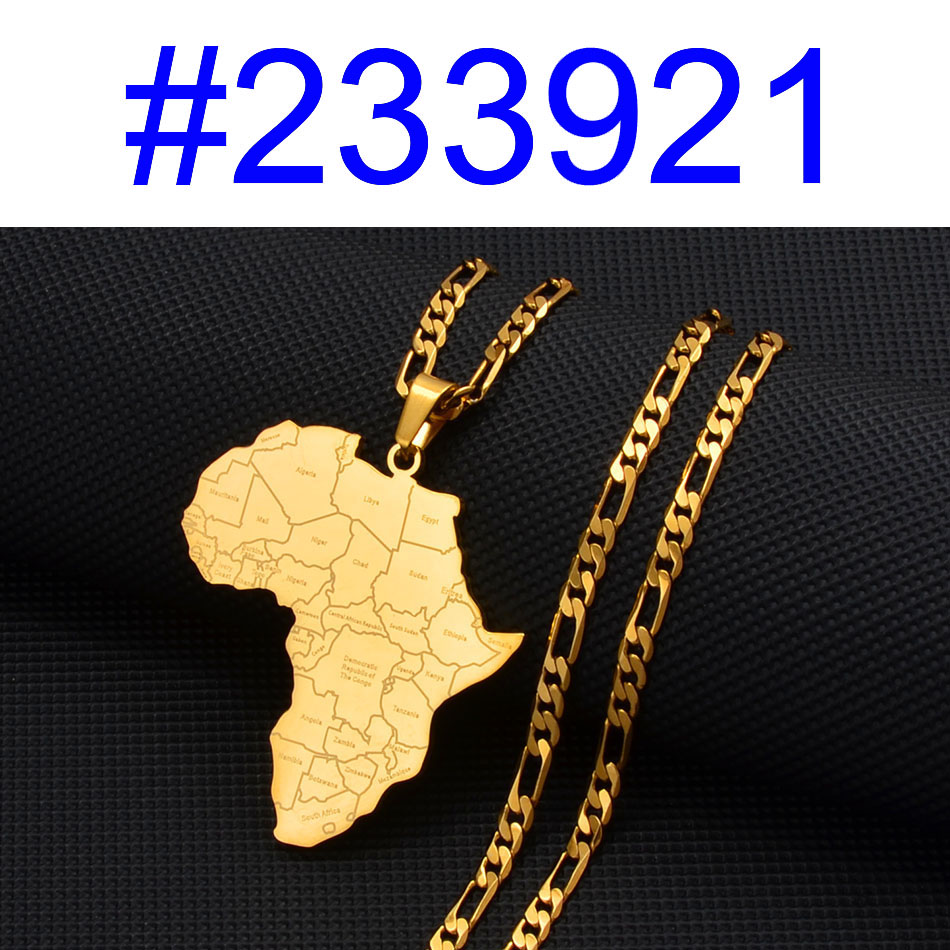 Anniyo Africa Map & Country Name Pendant Necklaces for Women Men African Maps Jewelry Nigeria,Congo,Ghana,Sudan,Somalia #233921 alx