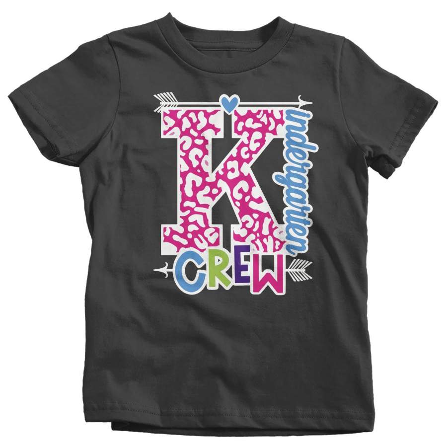 Girls Kindergarten T Shirt Kindergarten Crew T Shirt Cute Leopard Print Shirt Kindergarten Back To School Shirts