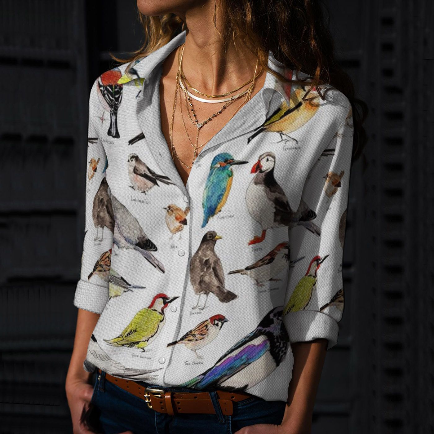 Birds Cotton And Linen Casual Shirt, Birdwatching Casual Shirt