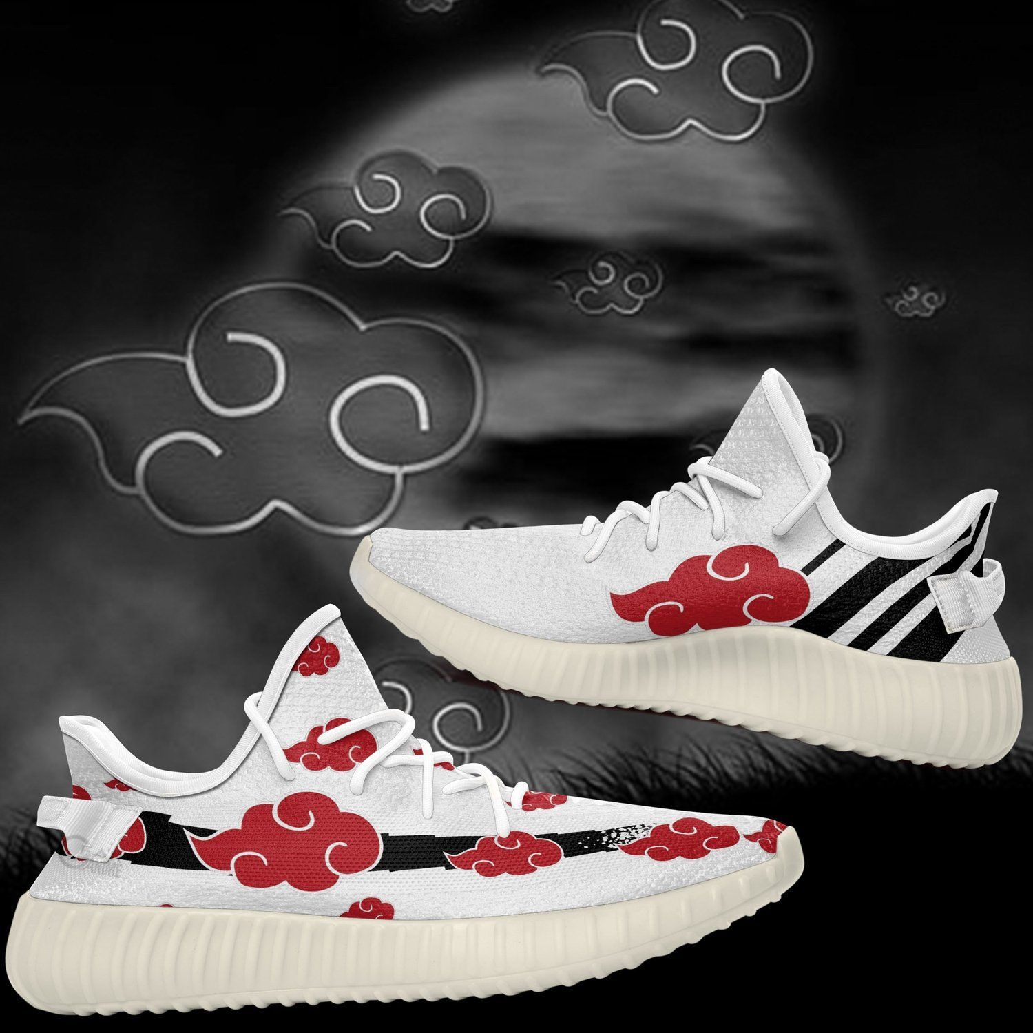 Akatsuki Cloud Shoes White Naruto Anime Shoes Gift Idea Shoes Yeezy Sneakers