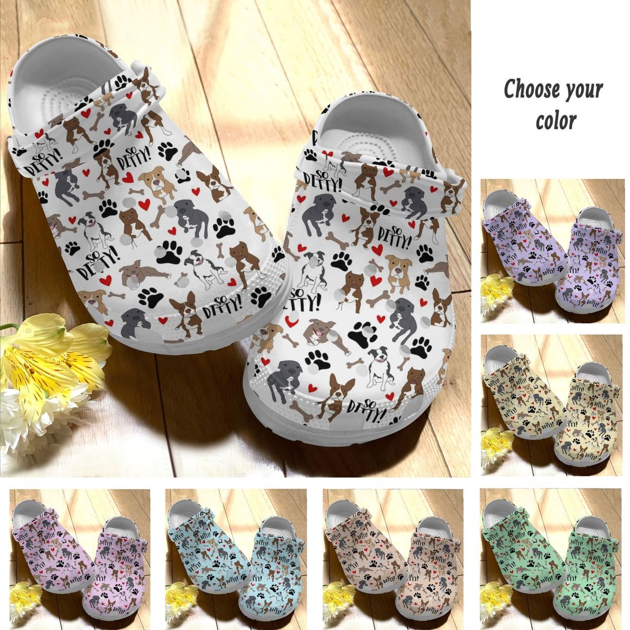 Pitbull Personalize Clog, Custom Name, Text, Fashion Style For Women, Men, Kid, Print 3D Pitbull Pattern