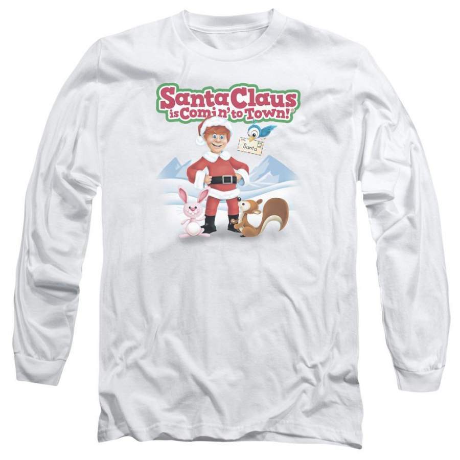 Santa Claus Is Comin to Town Animal Friends Men’s Long Sleeve T-Shirt