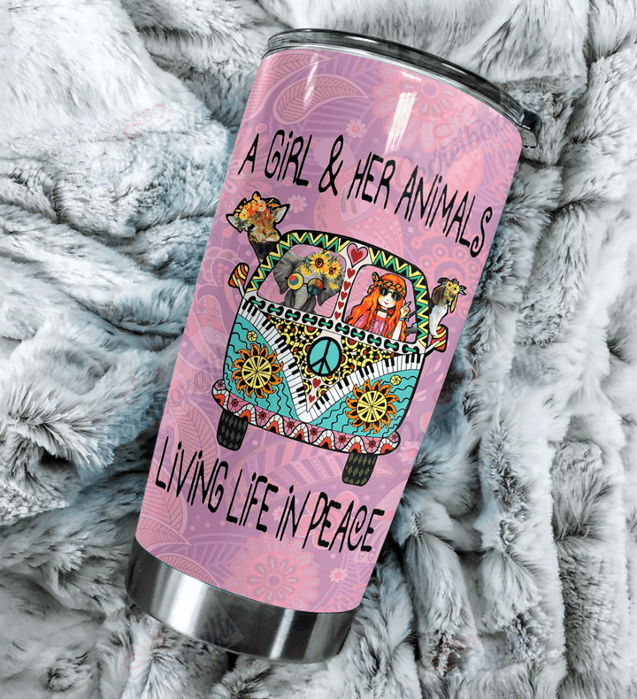 Personalized Hippie A Girl And Her Animals Living Life In Peace Yq2002467Cl Tumbler