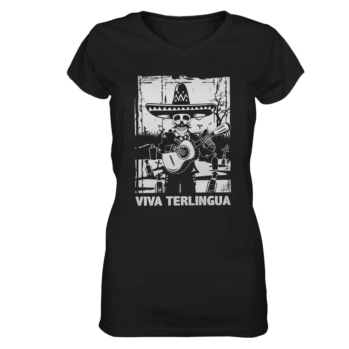 Viva Terlingua Skull Tequila Skull Shirt, Skull Lover Women V-Neck T-Shirt