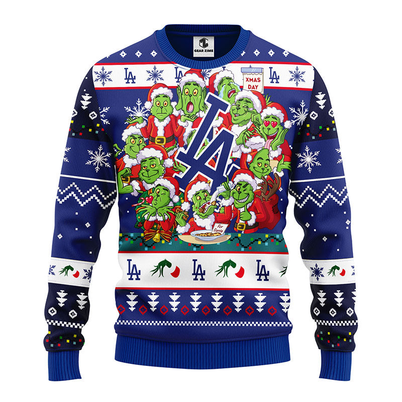 Los Angeles Dodgers 12 Grinch Xmas Day Christmas Ugly Sweater