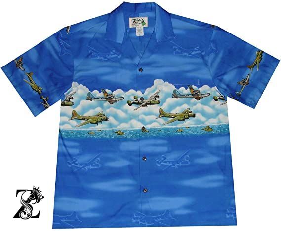 Vintage Airplane Plane Aircraft Mens Hawaiian Shirt