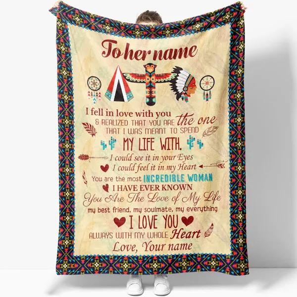 To My Native American Wife You’Re The Most Incredible Woman Fleece Blanket Gift For Wife From Husband Home Decor Bedding Couch Sofa Soft And Comfy Cozy