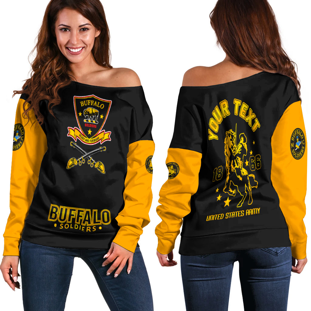 ( Custom Personalized ) Buffalo Soldiers African American Legend Of The Black Soldiers Women Off Shoulder Sweater – Lt2