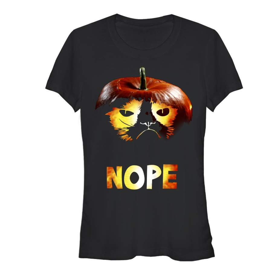 Grumpy Cat Junior’s Halloween Jack-O’-Lantern Nope  T Shirt Black