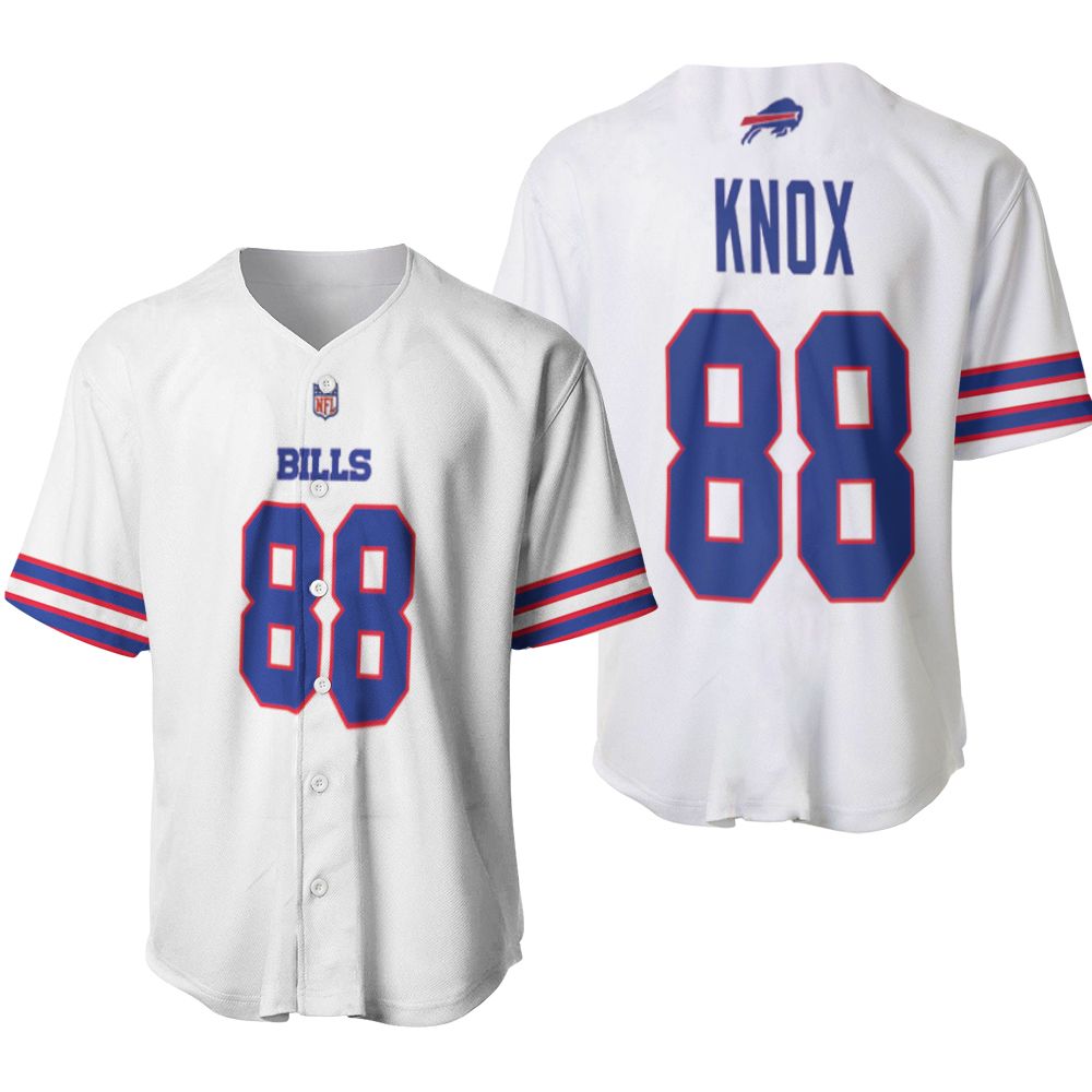 Buffalo Bills Dawson Knox #88 NFL Great Player American Football Team Game White 3D Designed Allover Gift For Bills Fans Baseball Jersey