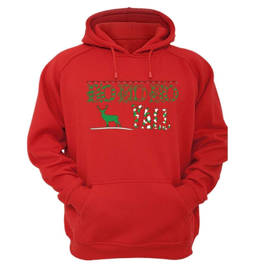 XtraFly Apparel Ho Ho Ho Y’all Reindeer Ugly Christmas Hooded-Sweatshirt Pullover Hoodie