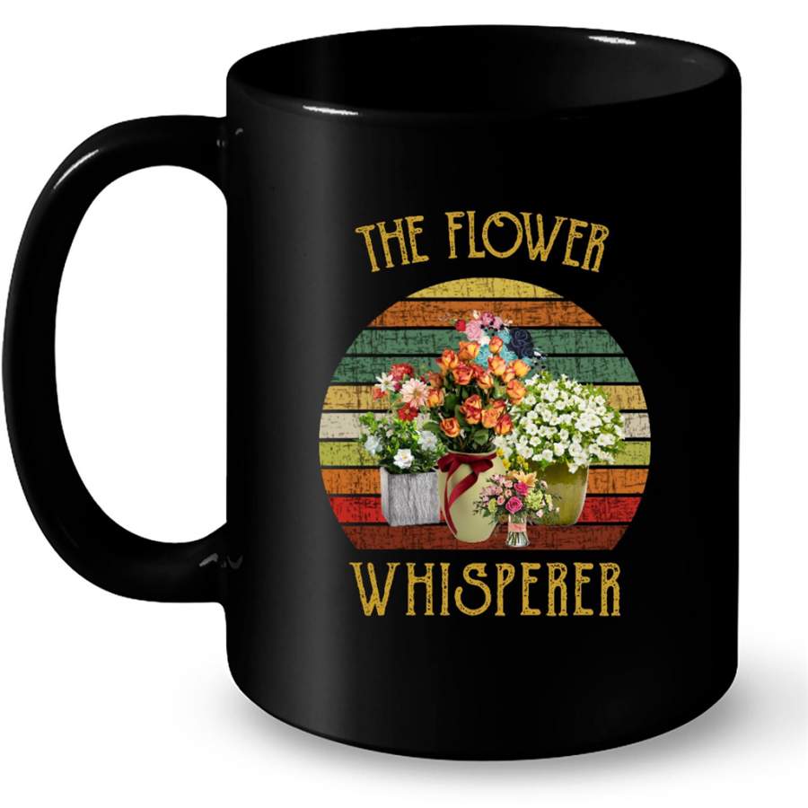 The Flower Whisperer, Classic Vintage Retro – Full-Wrap Coffee Black Mug