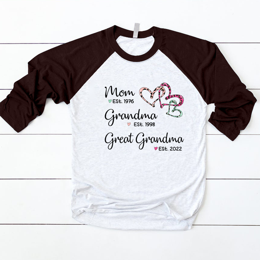 Mom Est Grandma Est Great Grandma Heart Leopard Baseball