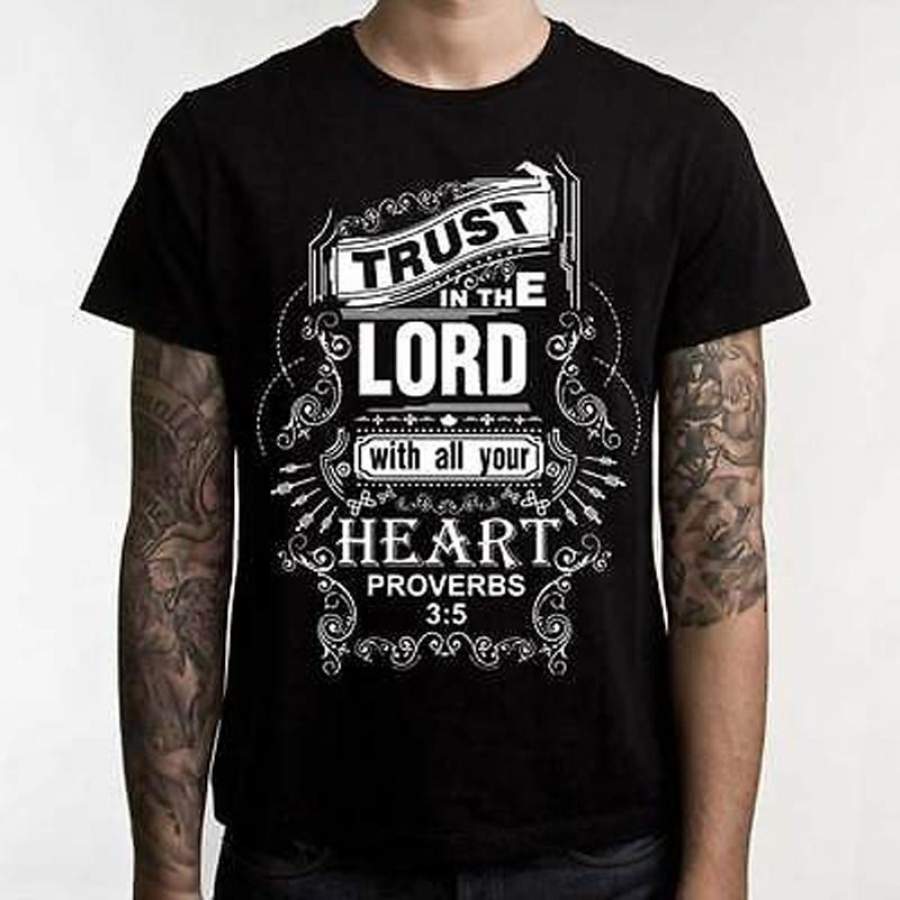 Trust In The Lord Christian T-Shirt Men’S Black Jesus T Shirt Tees Top Funny