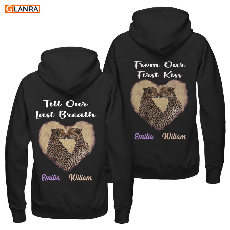 Personalized From Our First Kiss Till Our Last Breath Hoodie, Custom Leopard Couple Hoodie, Couple Hoodie, Leopard Hoodie, Unisex, Sweater, Sweatshirt