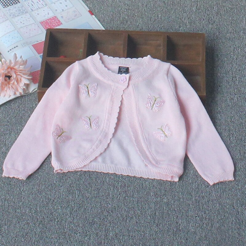 0-4yrs Kids Cardigan Jacket Girls White Butterfly Cute Baby Shrug Sweater 1 2 3 4 Years Children Clothes OGC215417 alx