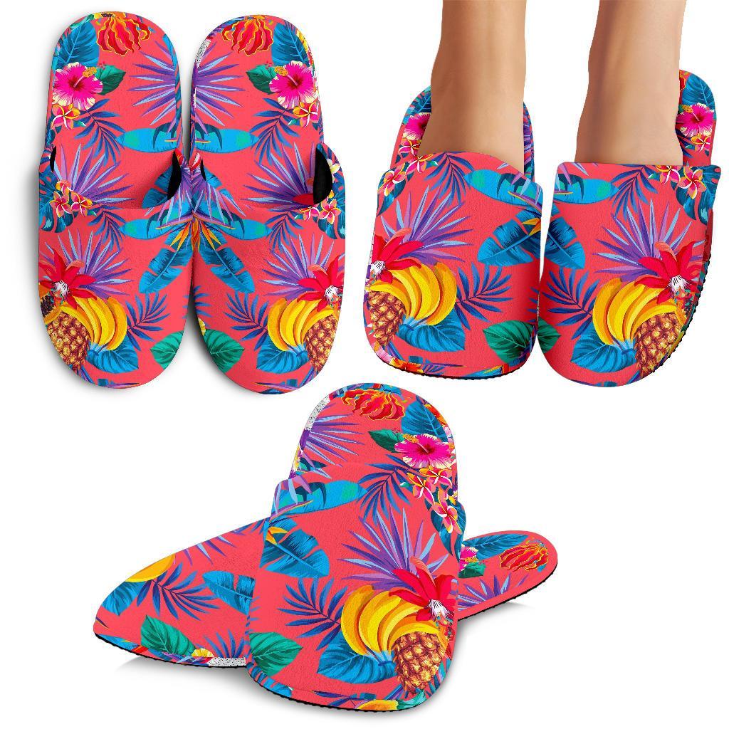 Pink Hawaii Fruits Pattern Print Slippers Ha65168