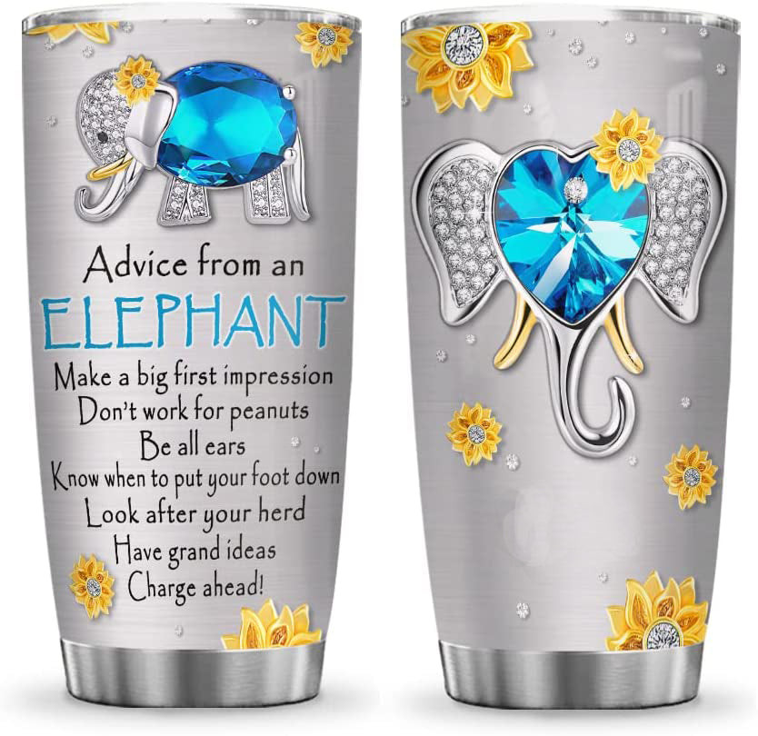 20Oz Elephant Advice Tumbler Cup With Lid Mug