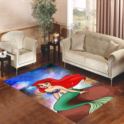 Ariel Little Mermaid In Galaxy Space Living Room Carpet Rugs Area Rug For Living Room Bedroom Rug Home Decor