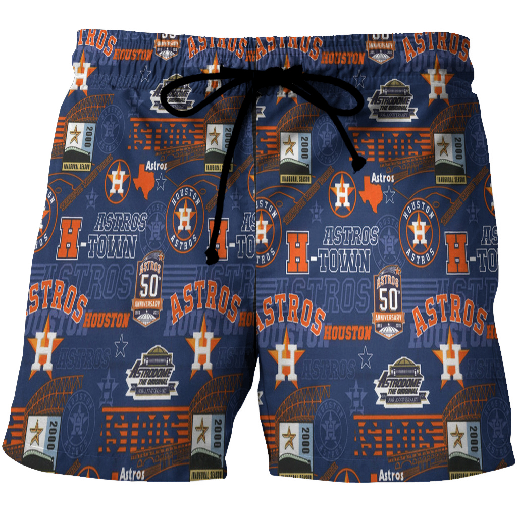 Houston Astros Emblem V13 3D All Over Print Summer Beach Hawaiian Short