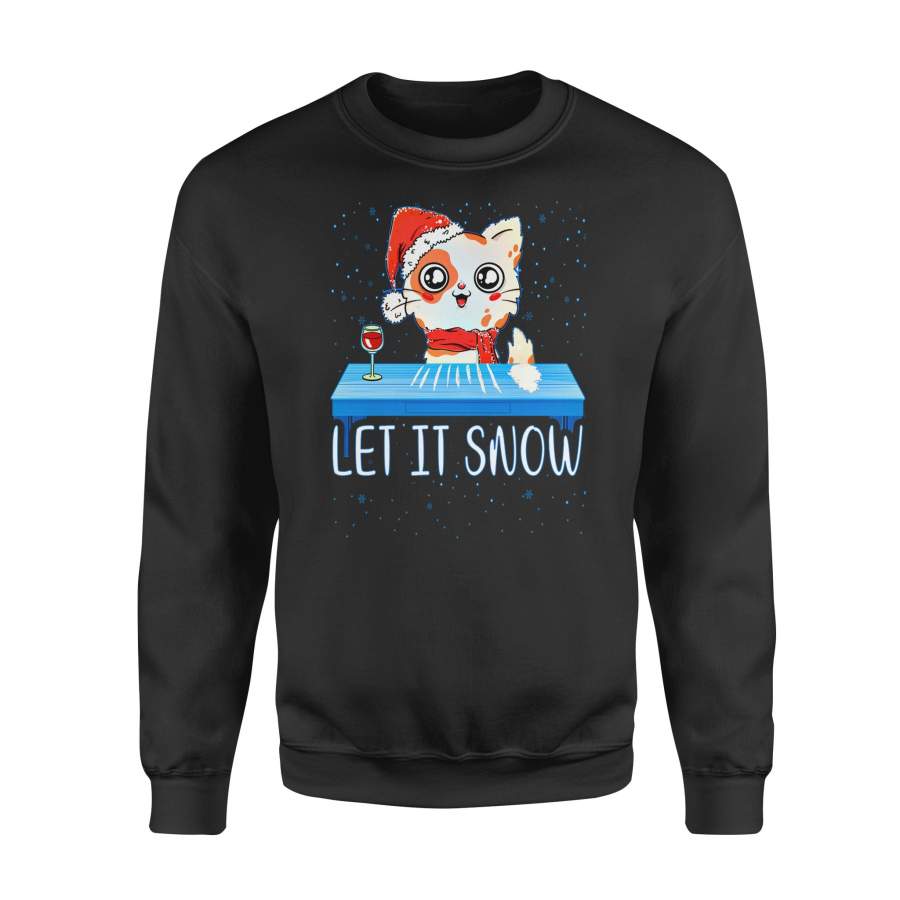 Christmas gift idea Let It Snow Santa Cocaine Adult Humor Cat Kitten Funny T-Shirt – Standard Fleece Sweatshirt